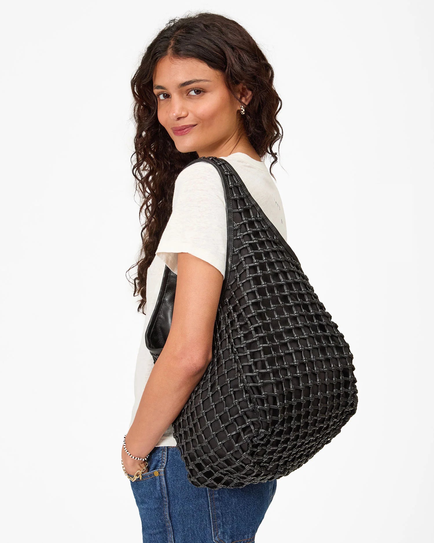 Bando Handbag - Black Knot Woven Leather