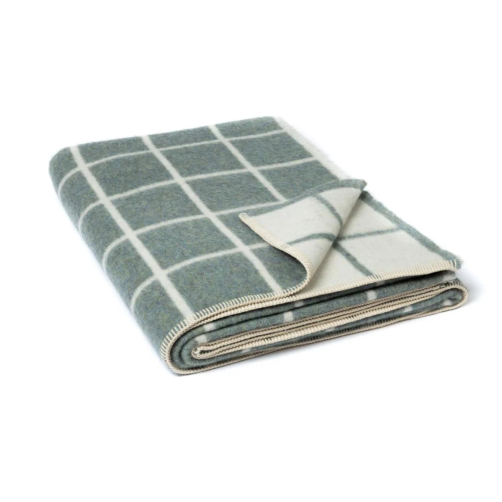 Umi Heirloom Blanket - Marled Sea Glass/Ivory Grid