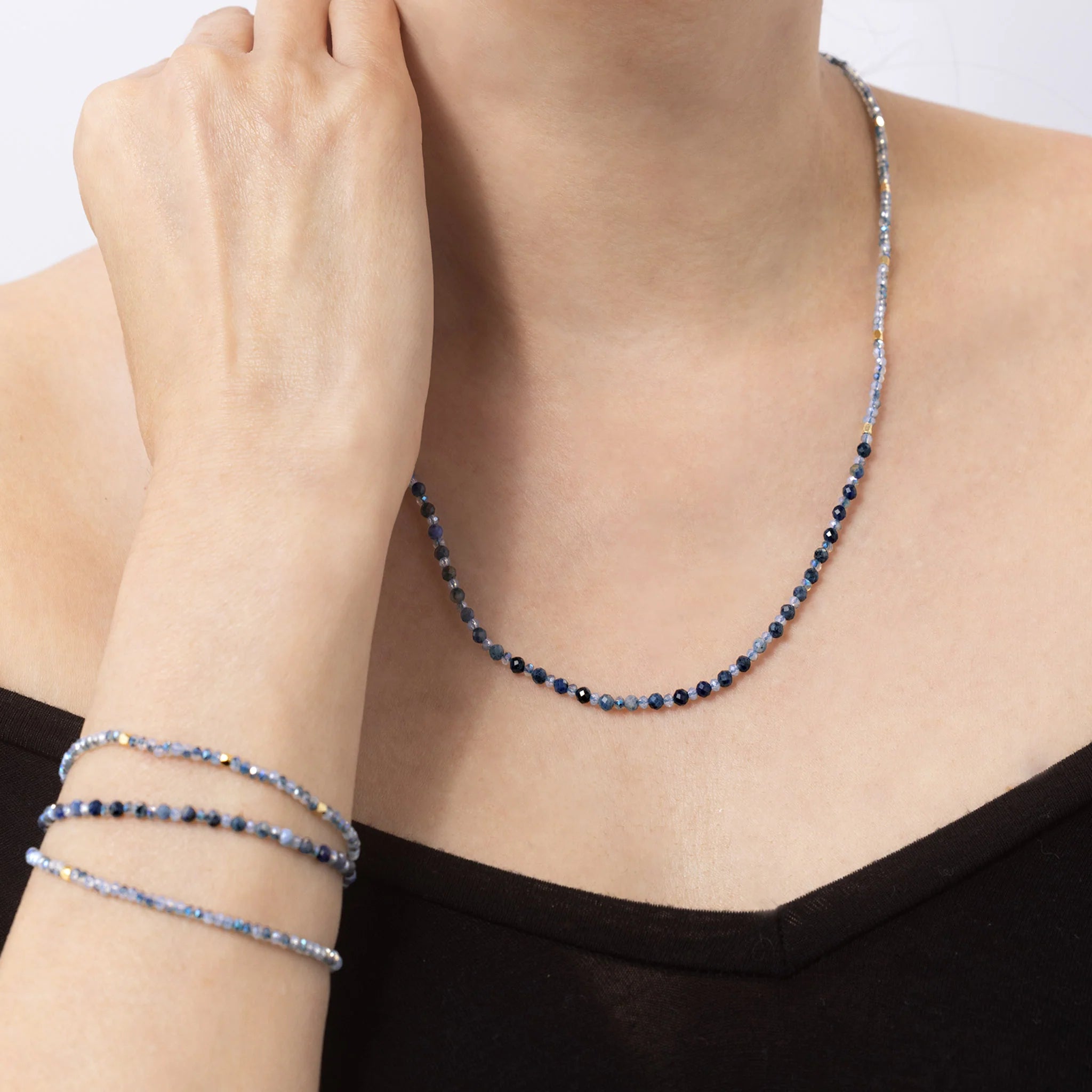 Sodalite Necklace/Triple Wrap Bracelet