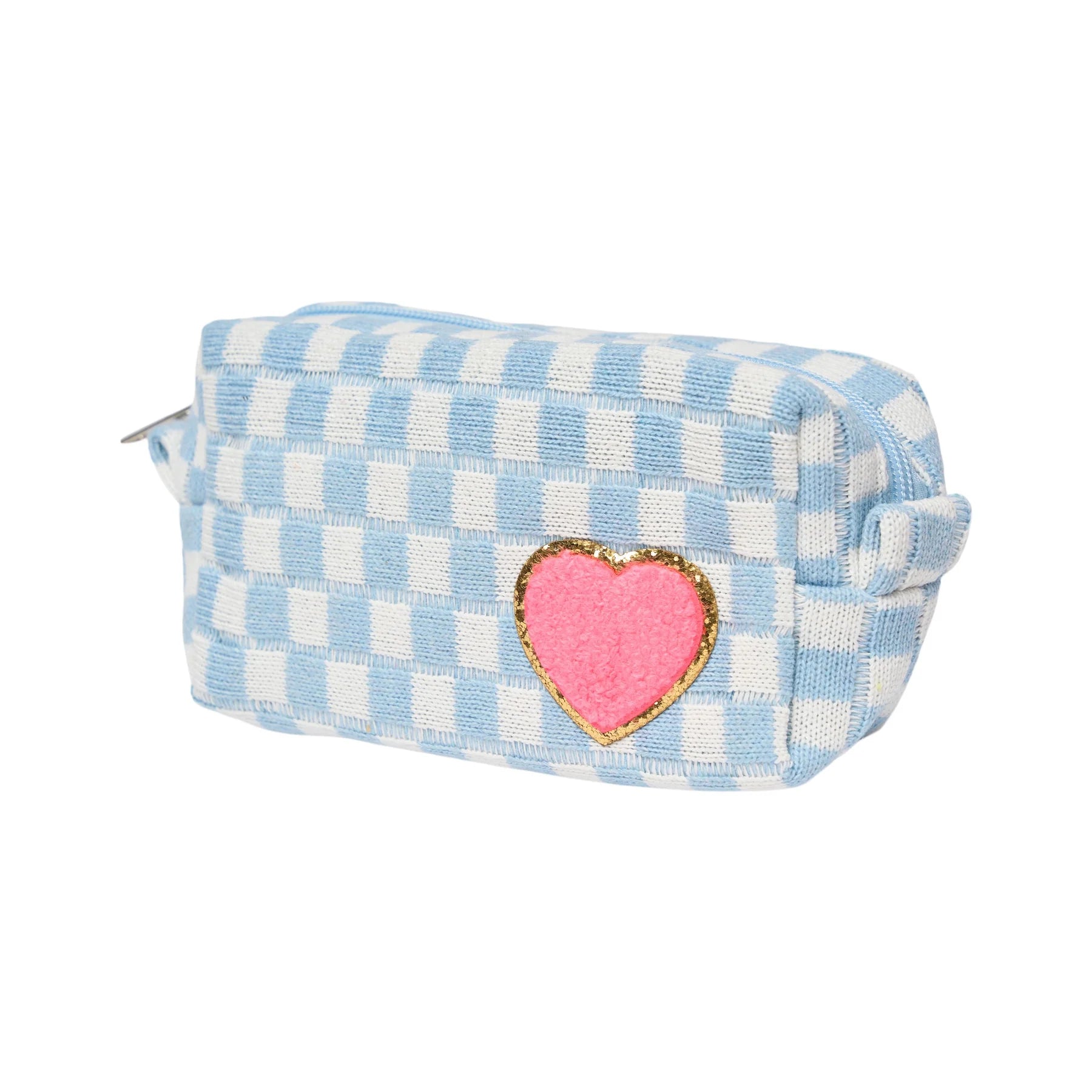 Checkered Cosmetic Bag - Blue & White