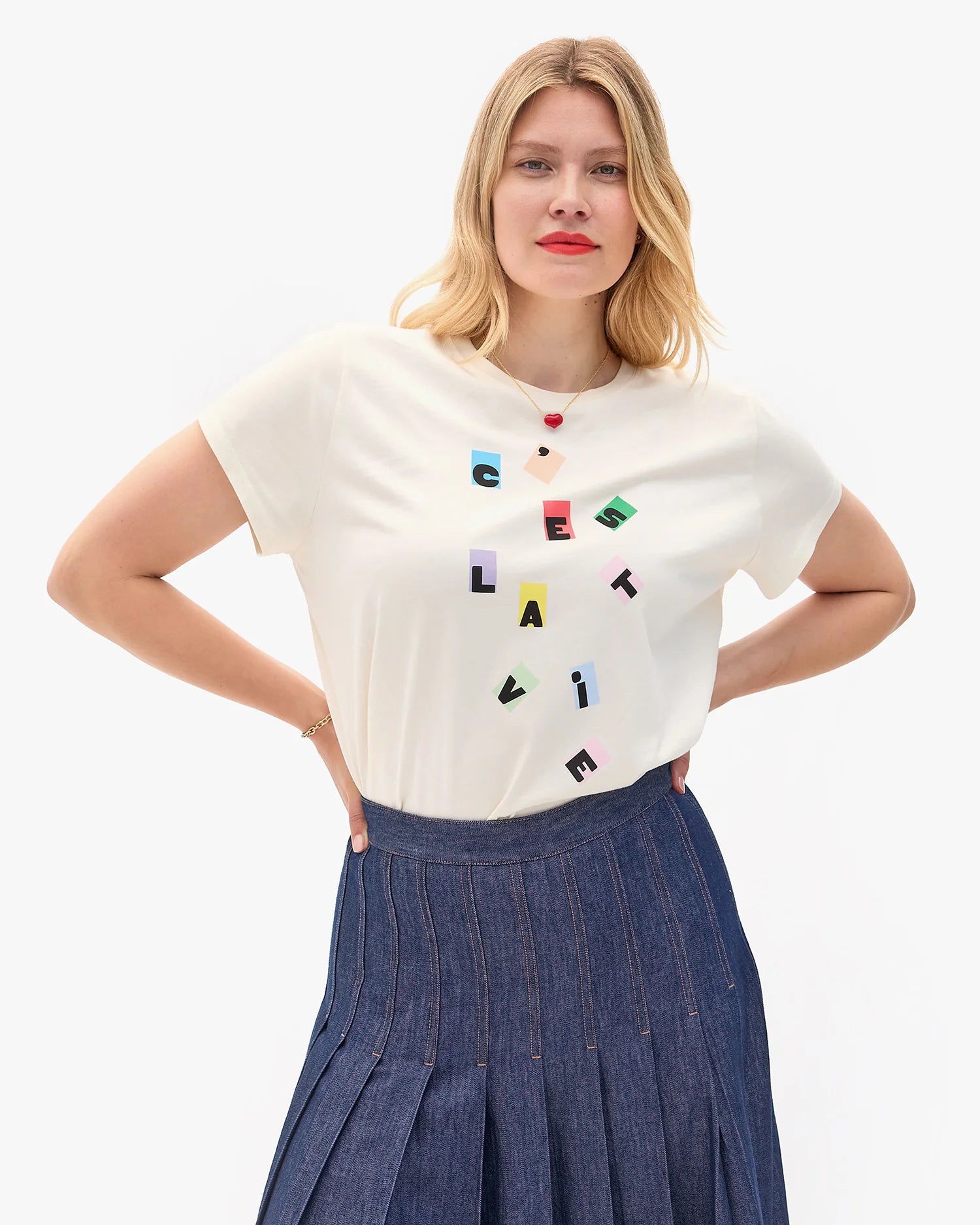 Classic Tee - Cream w/ Multi C'est La Vie