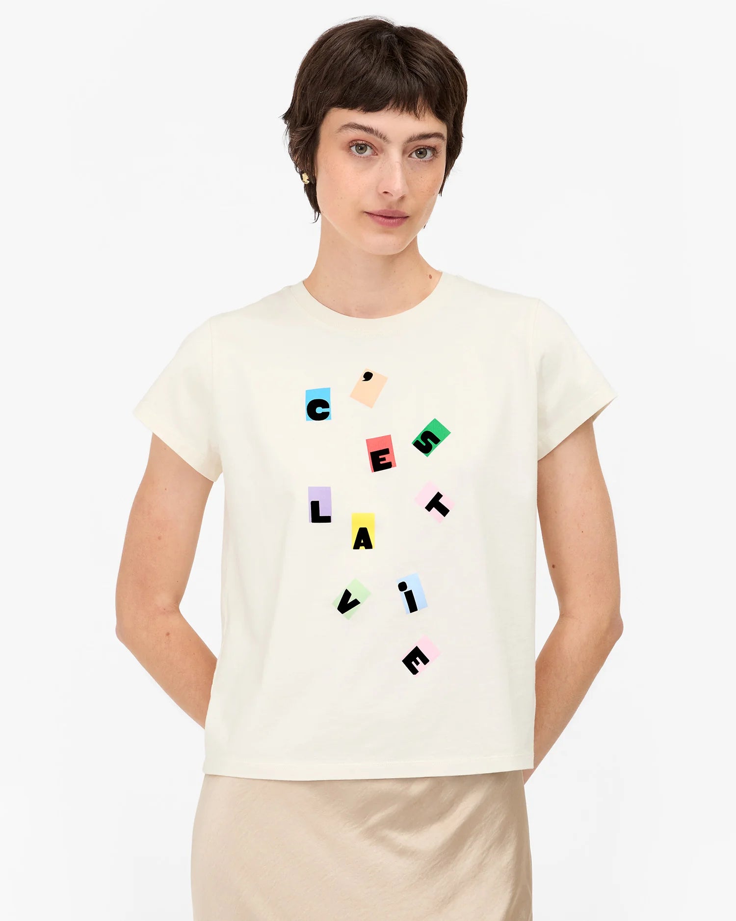Classic Tee - Cream w/ Multi C'est La Vie