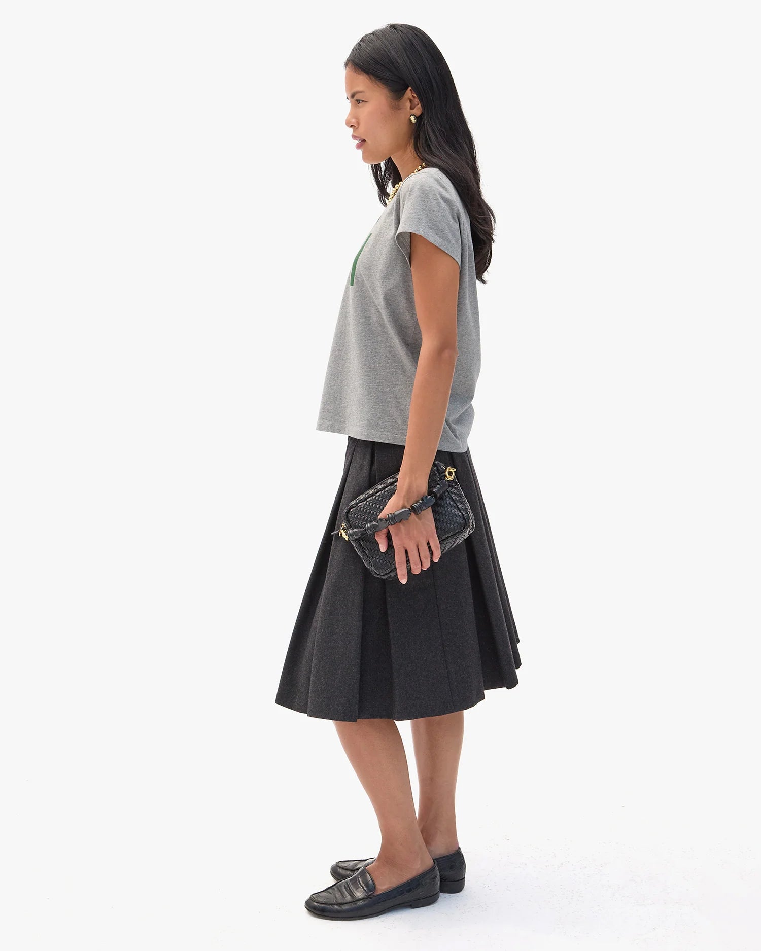 Classic Tee - Grey Melange w/ Evergreen Oui