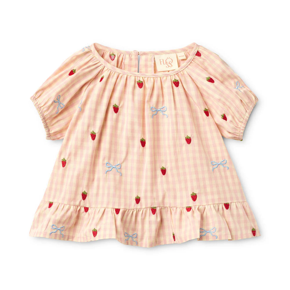 Dolly Bow Blouse - Berry/bow Gingham