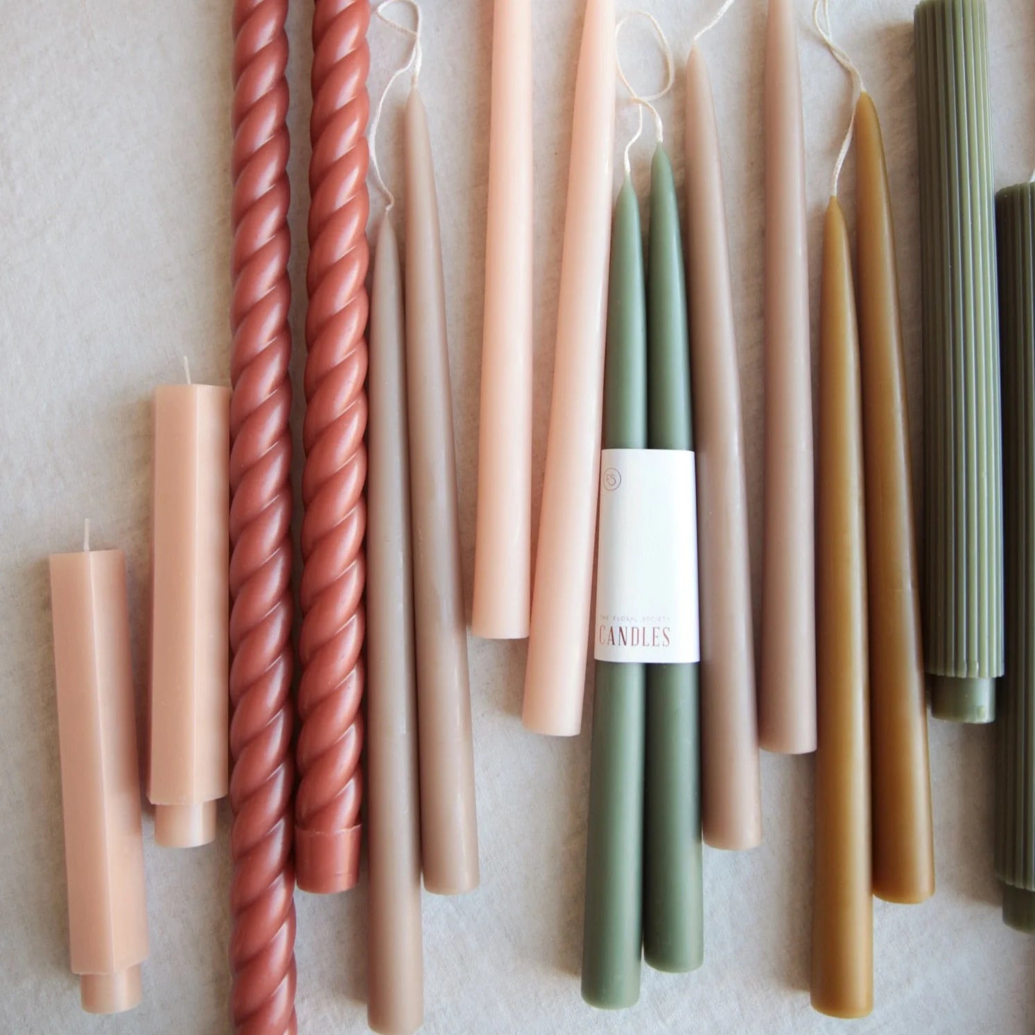 Dipped Taper Candles - Moss