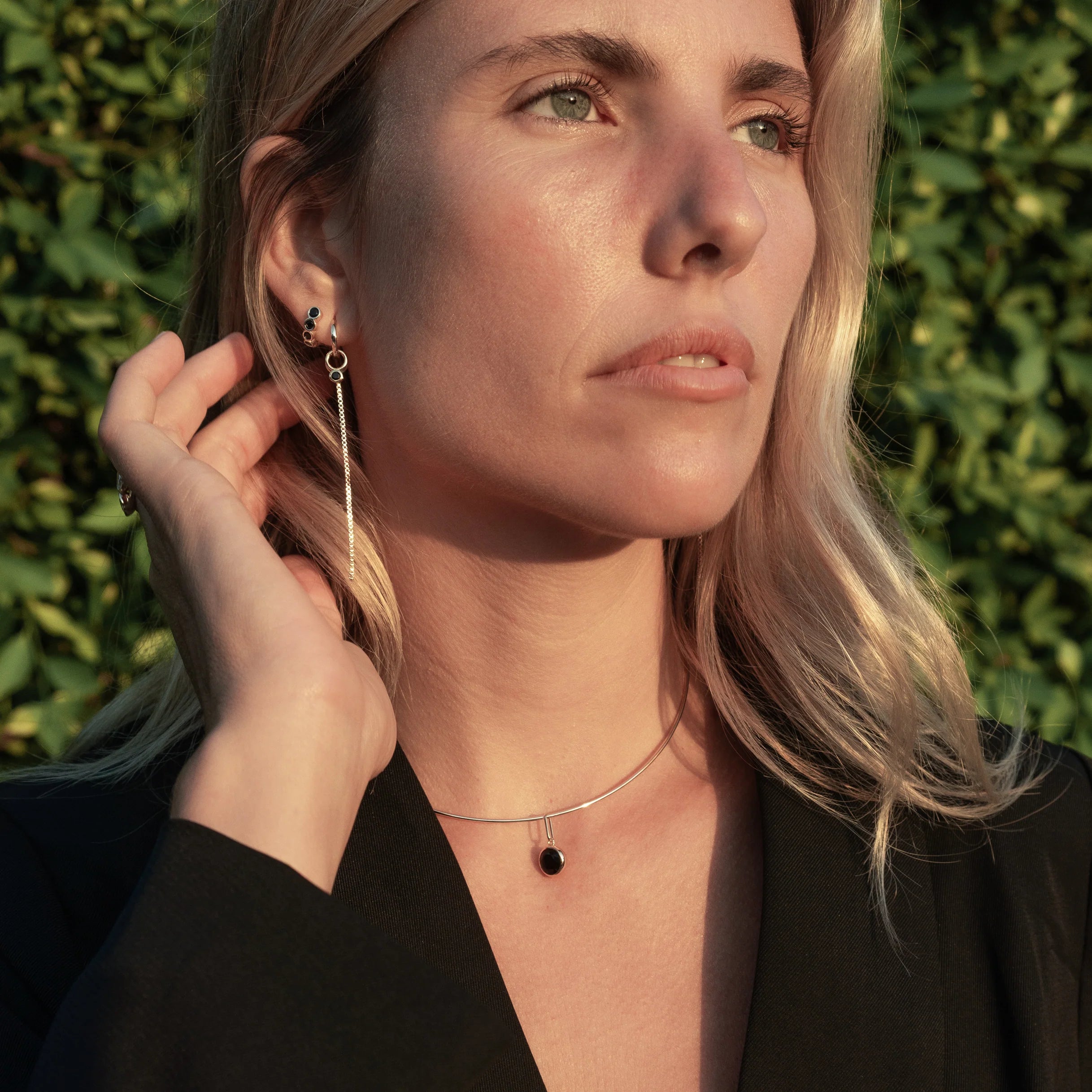 Lilou Black Drop Hoop Earring