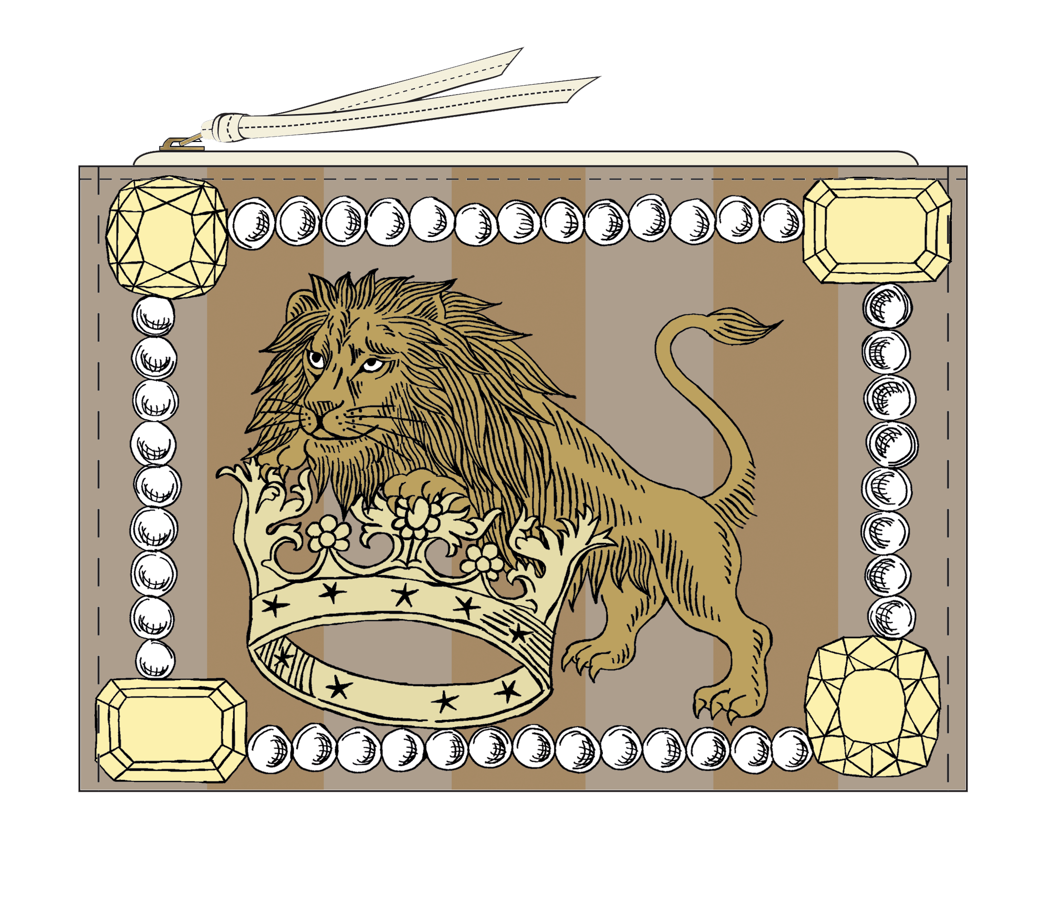 EMBROIDERED POUCH / POCHETTE BRODEE LE JOAILLIER NATURAL/NATUREL