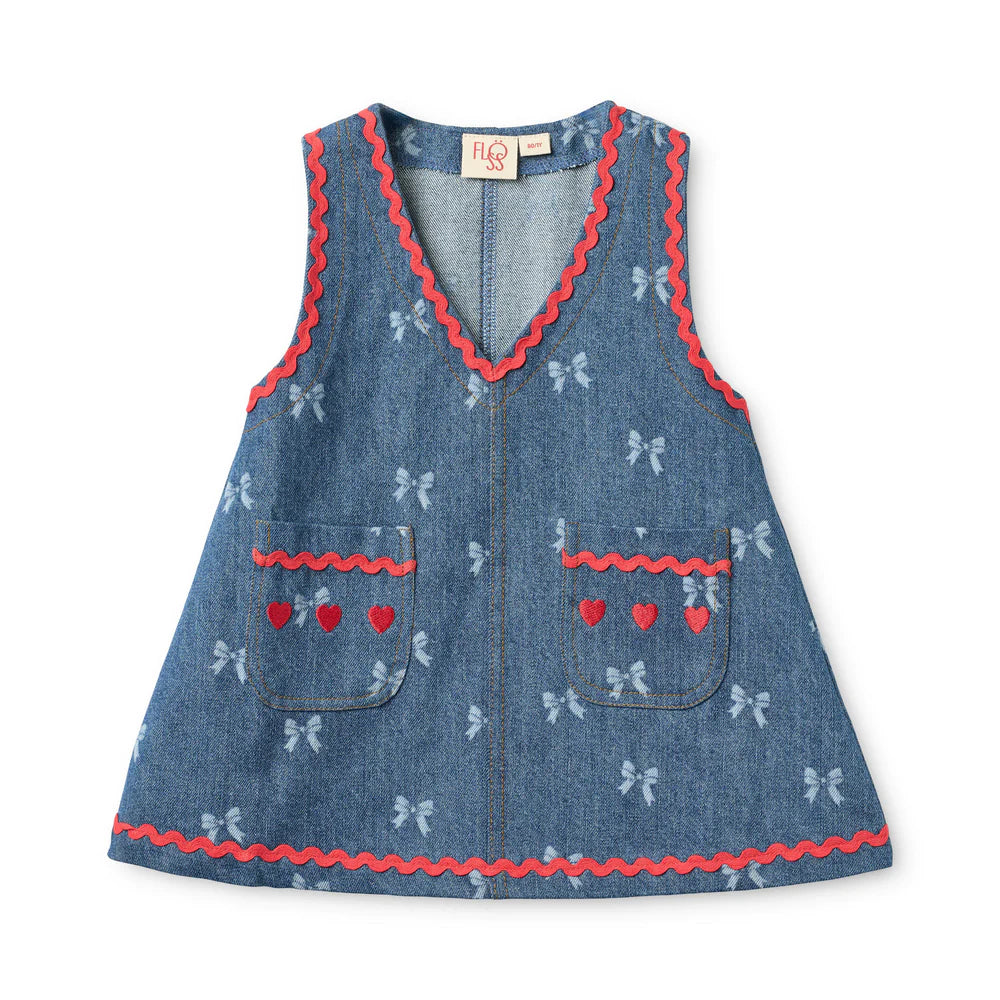 Eva Dress - Denim Blue Bow