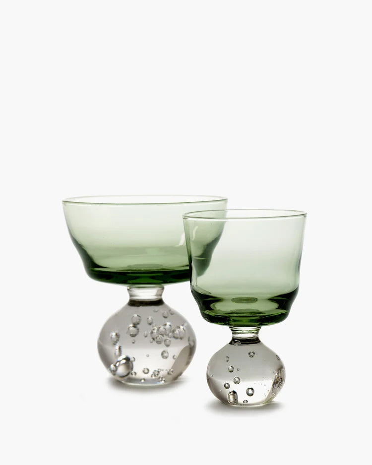 Bela Silva S Green Eternal Snow Stem Glass Set/4