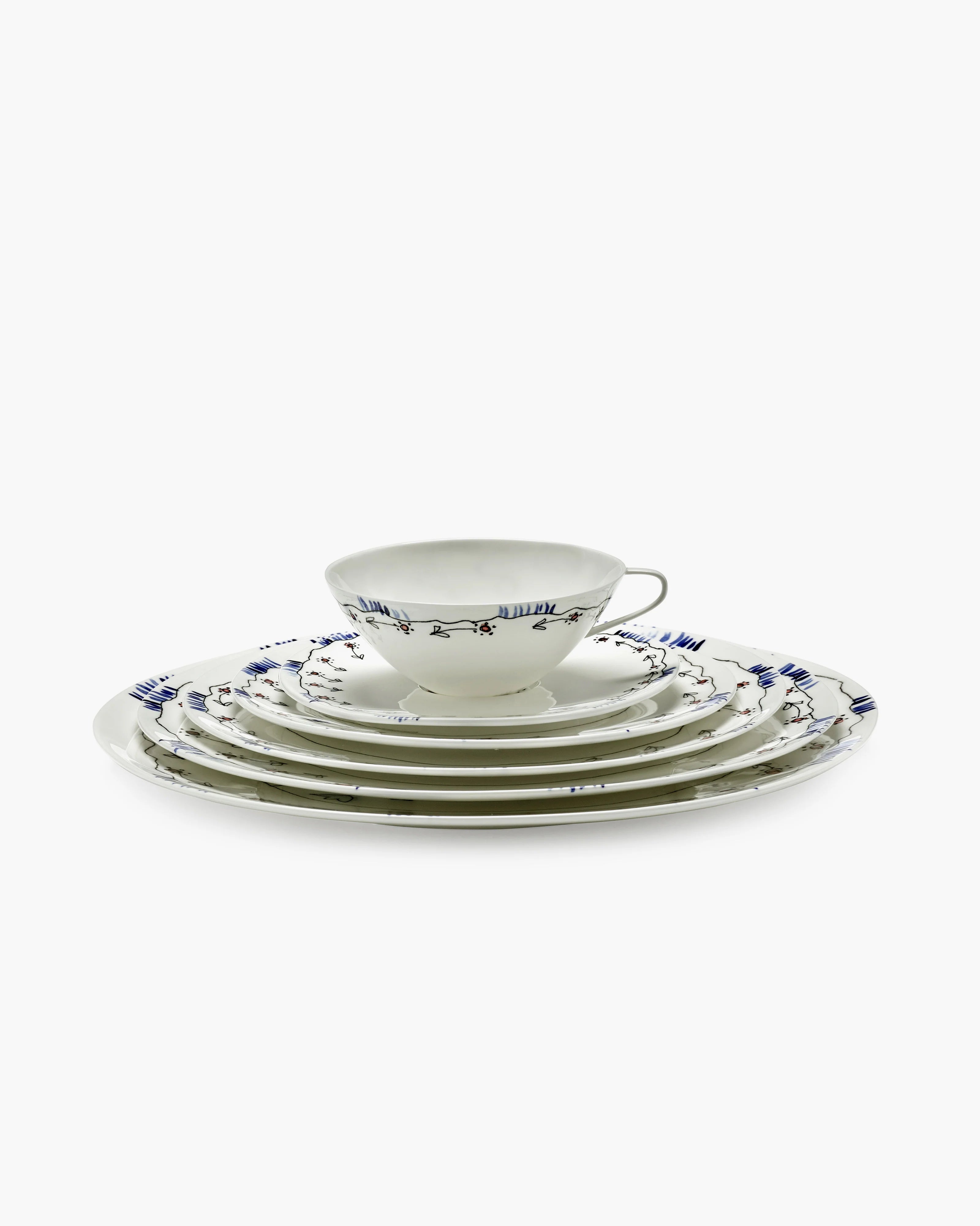 Marni Tea Cup and Saucer Set/2 - Anemone Milk Midnight Flower