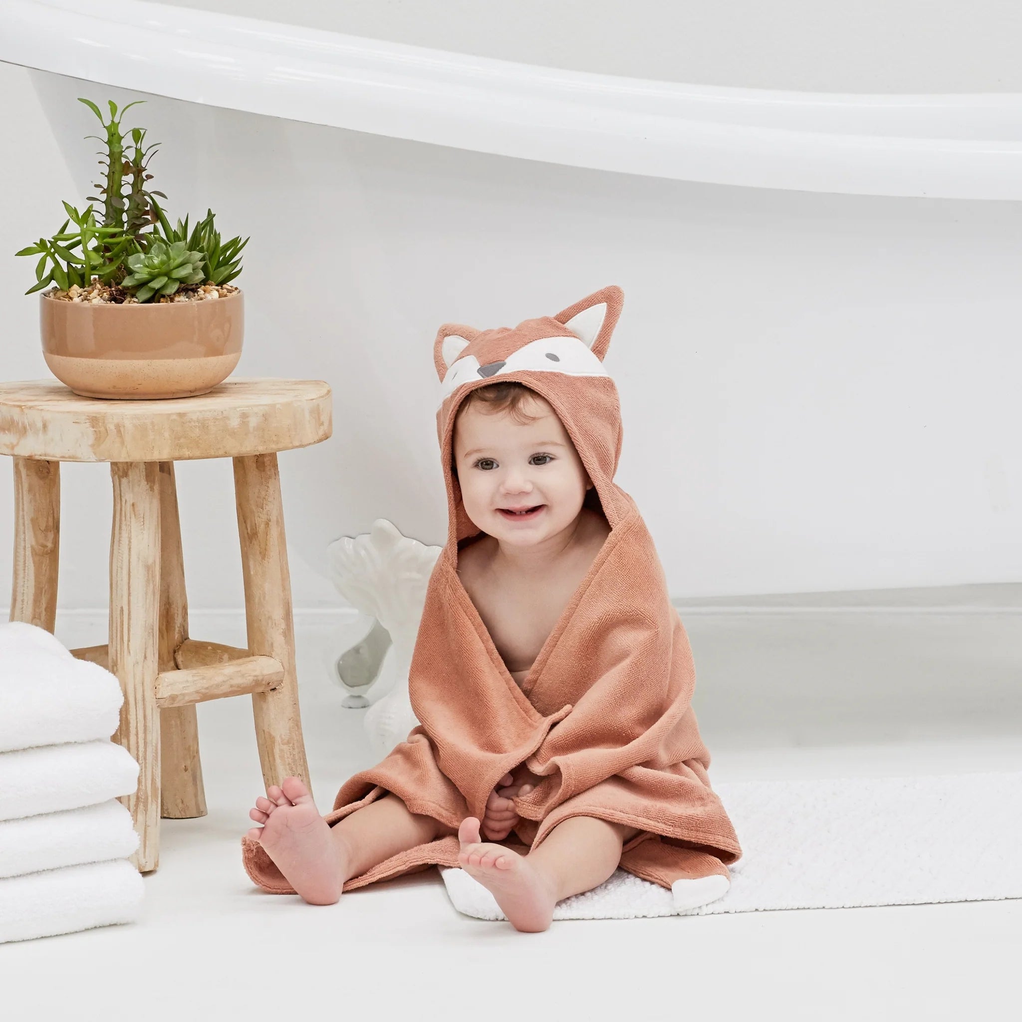 Hooded Bath Wrap - Rust Fox