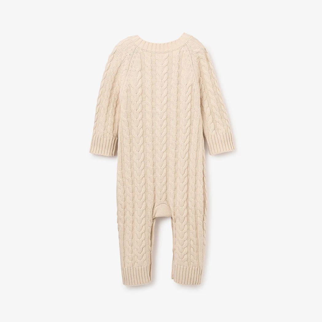 Horseshoe Cable Knit Baby Jumpsuit - Rainy Day