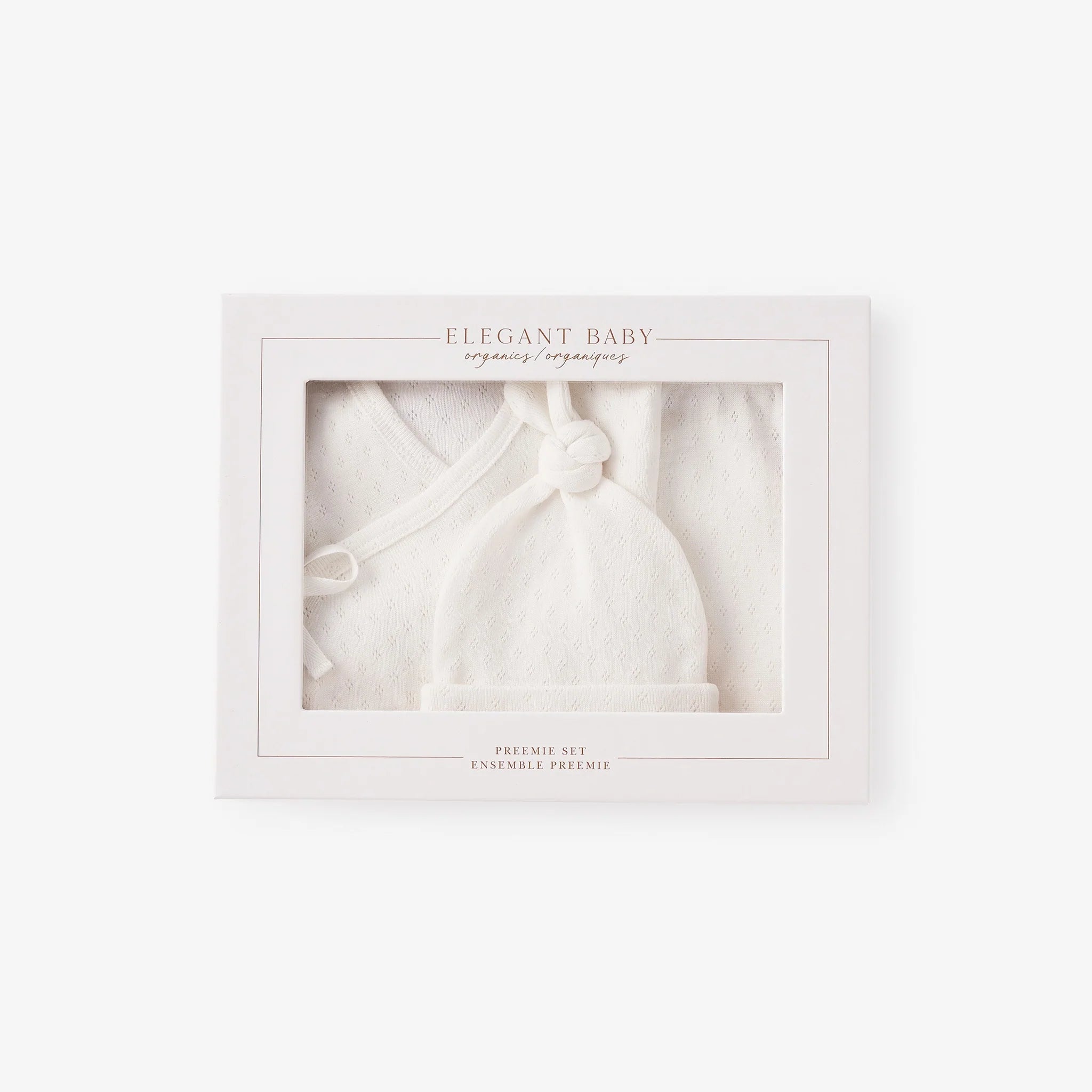 Organic Cotton Pointelle 3 Piece Preemie Layette Set with Gift Box