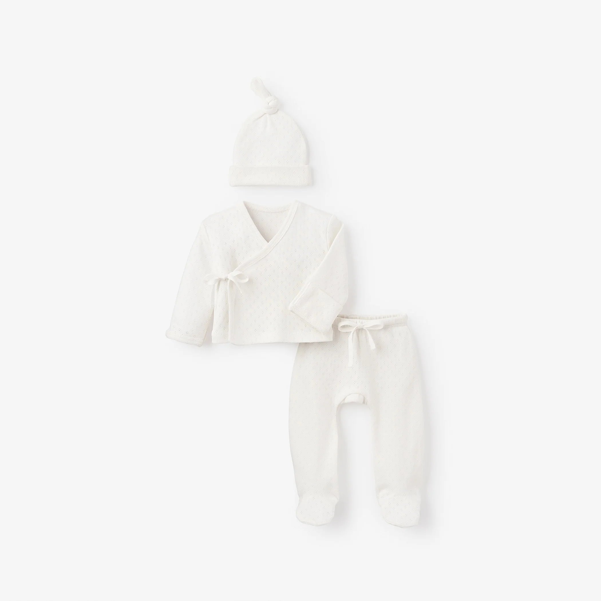 Organic Cotton Pointelle 3 Piece Preemie Layette Set with Gift Box