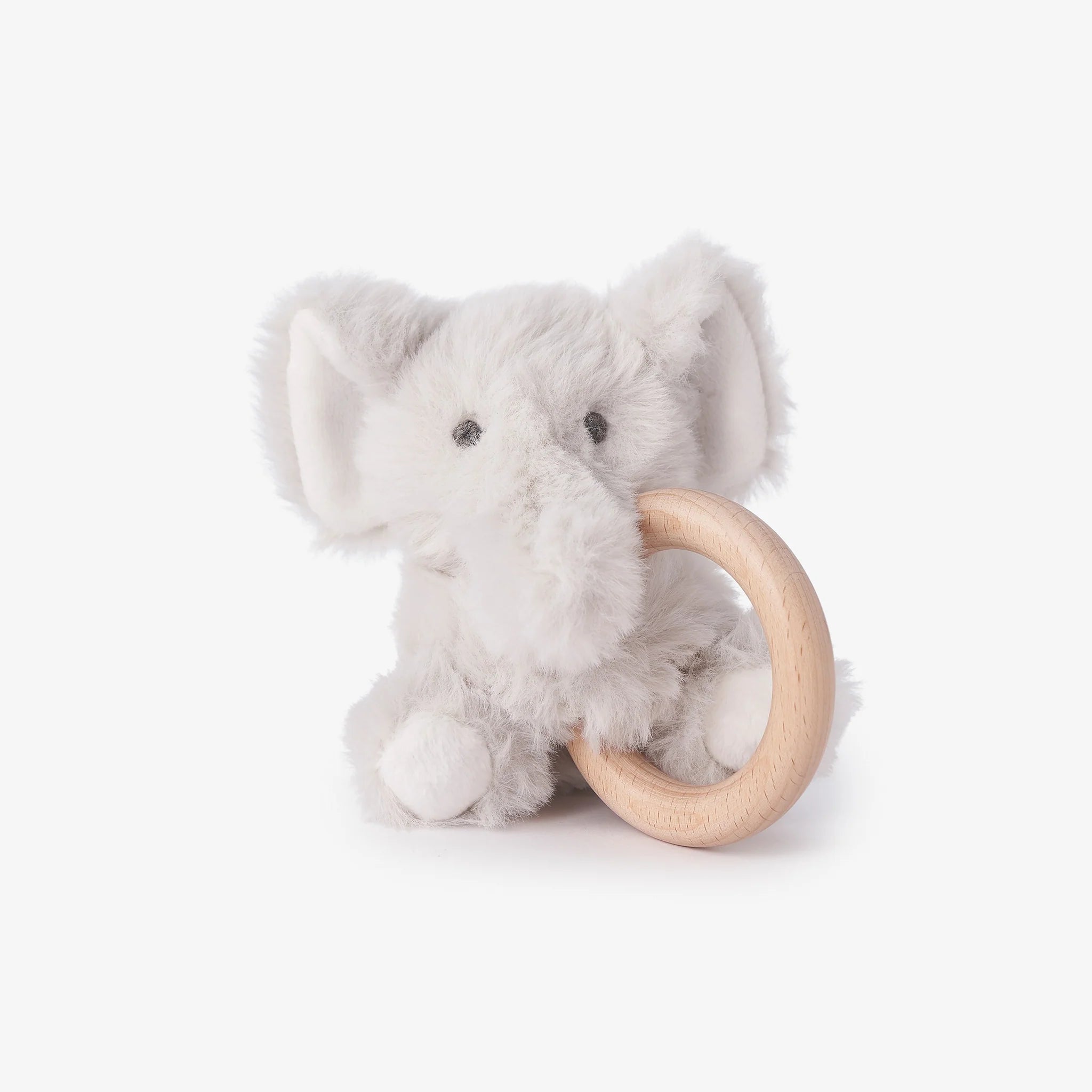 Plush Wooden Ring Rattle - Elephant