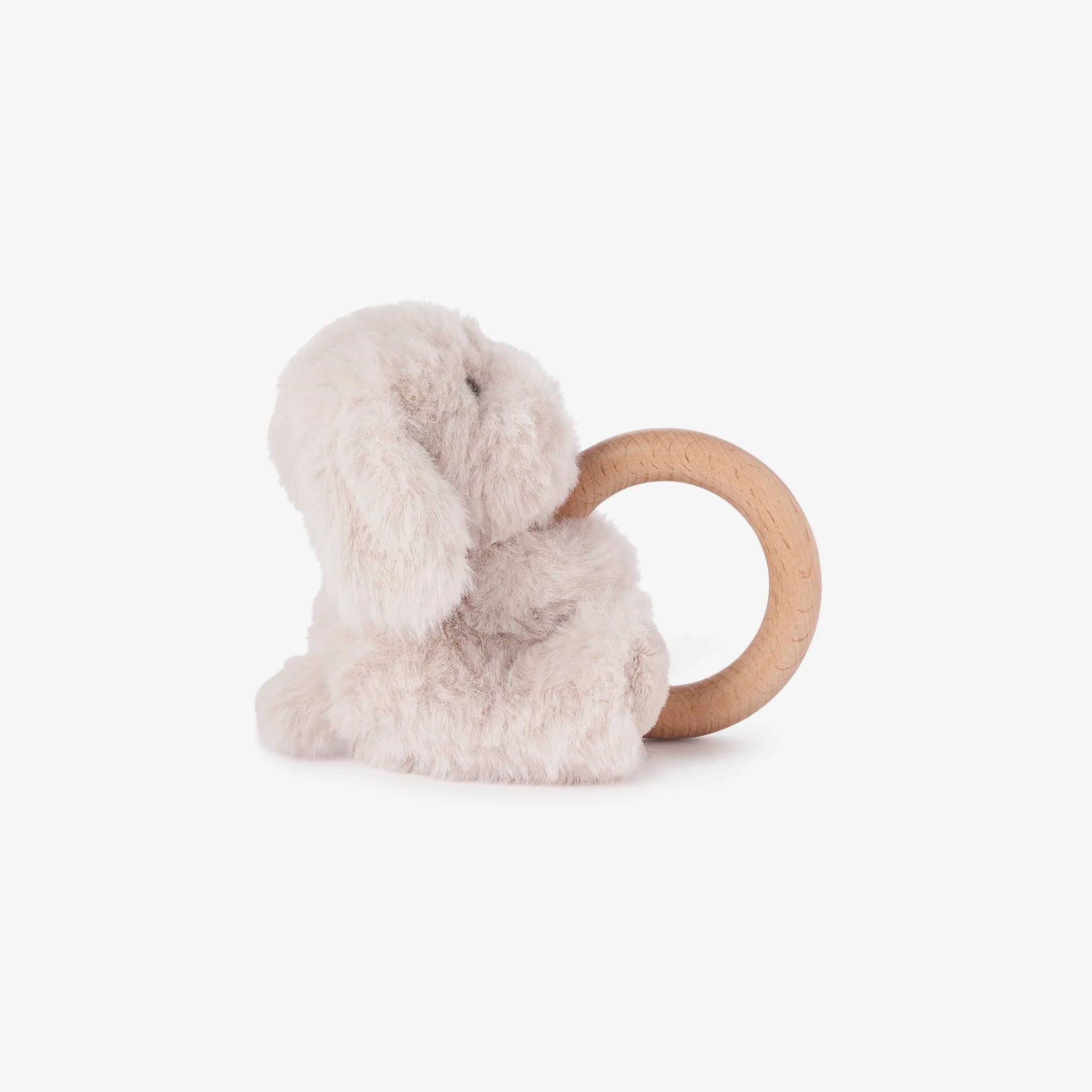 Plush Wooden Ring Rattle - Puppy