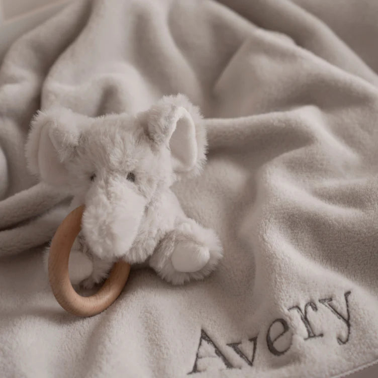 Plush Wooden Ring Rattle - Elephant