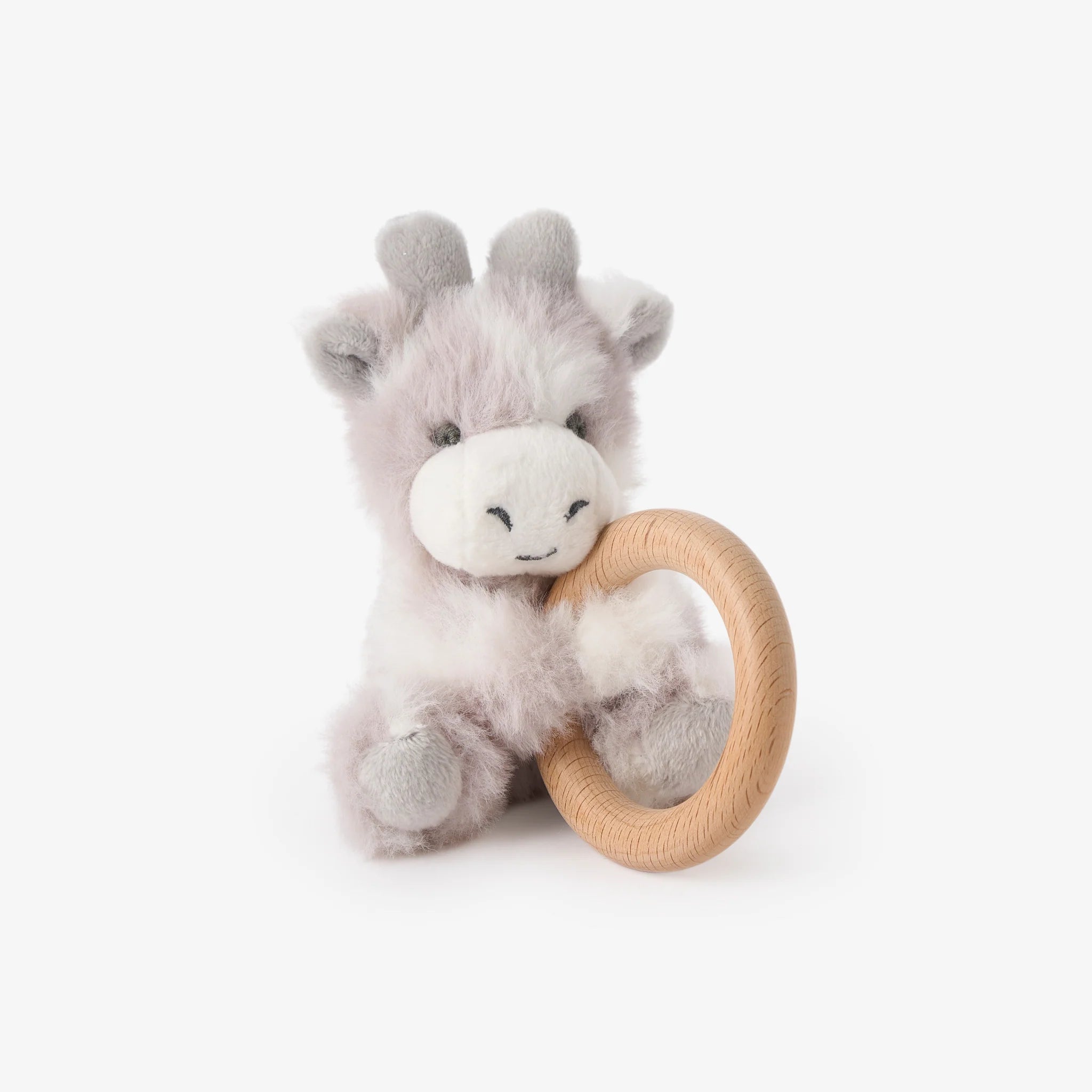 Plush Wooden Ring Rattle - Giraffe