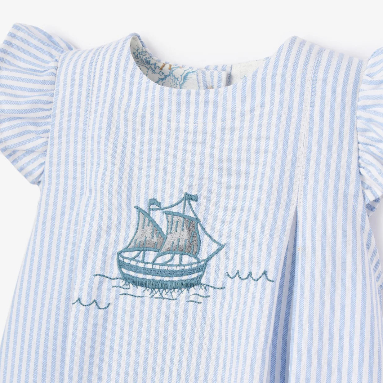 Oxford Stripe Boat Embroidered Dress