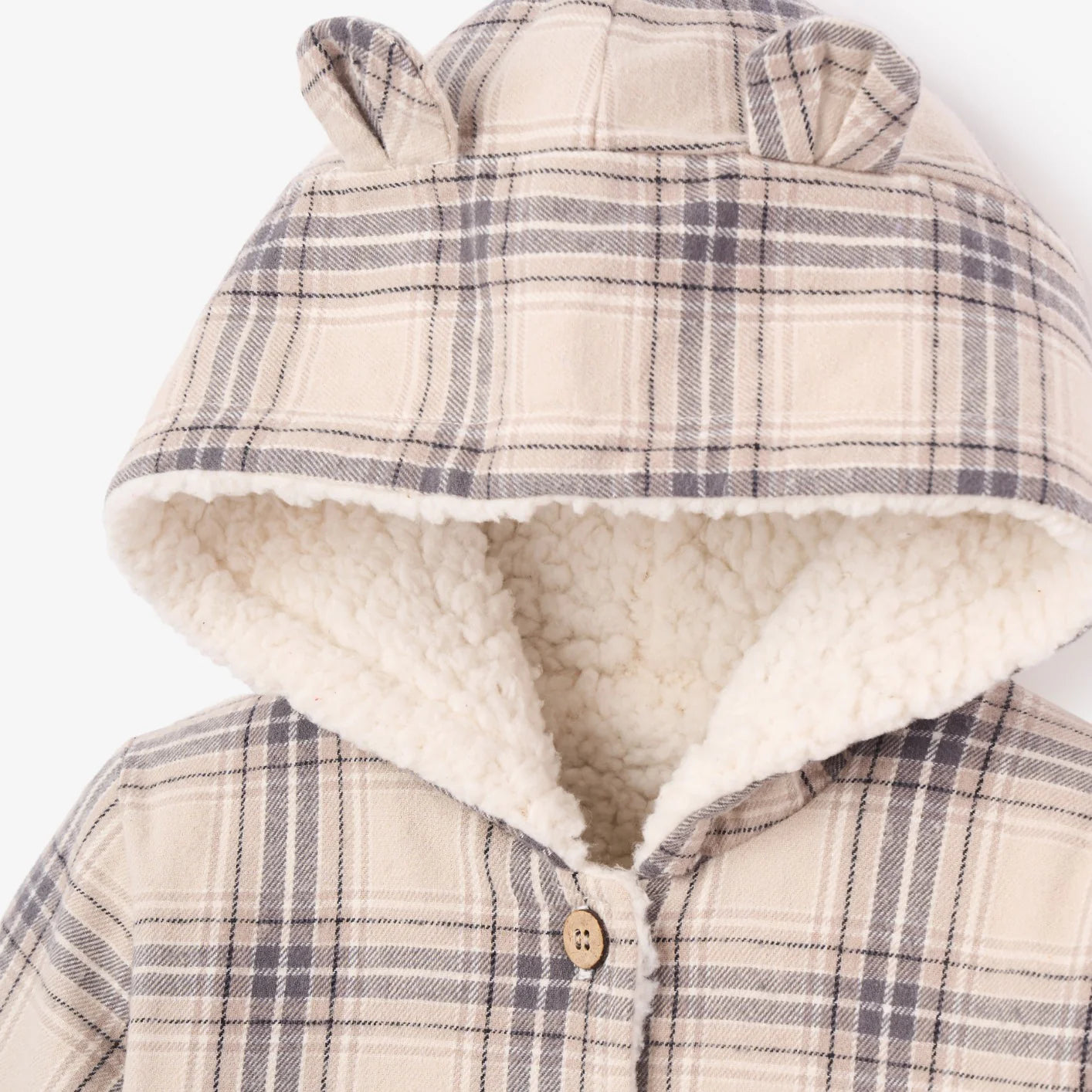 Neutral Plaid Sherpa Lined Reversible Jacket