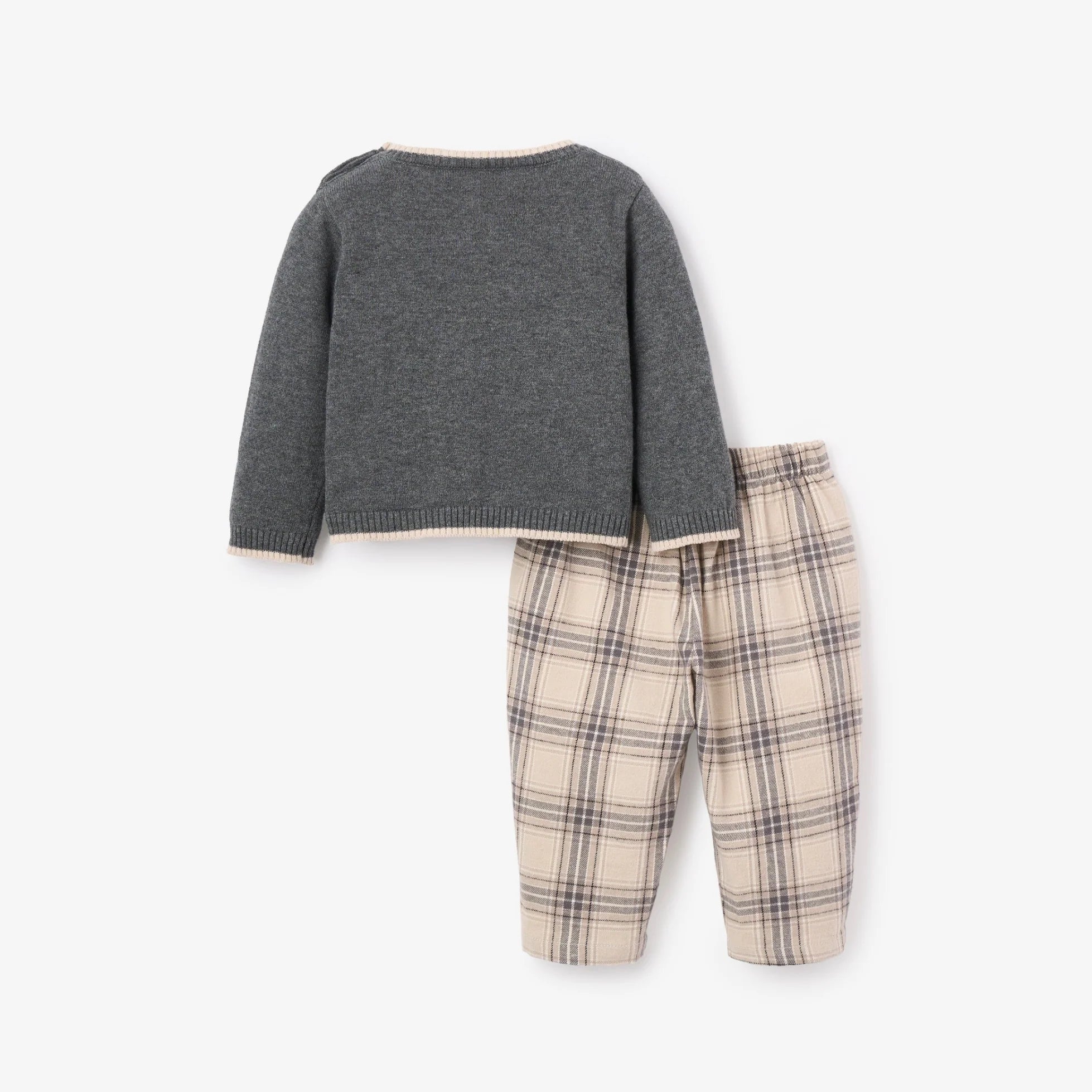 Wolf Knit Sweater + Plaid Pant Set