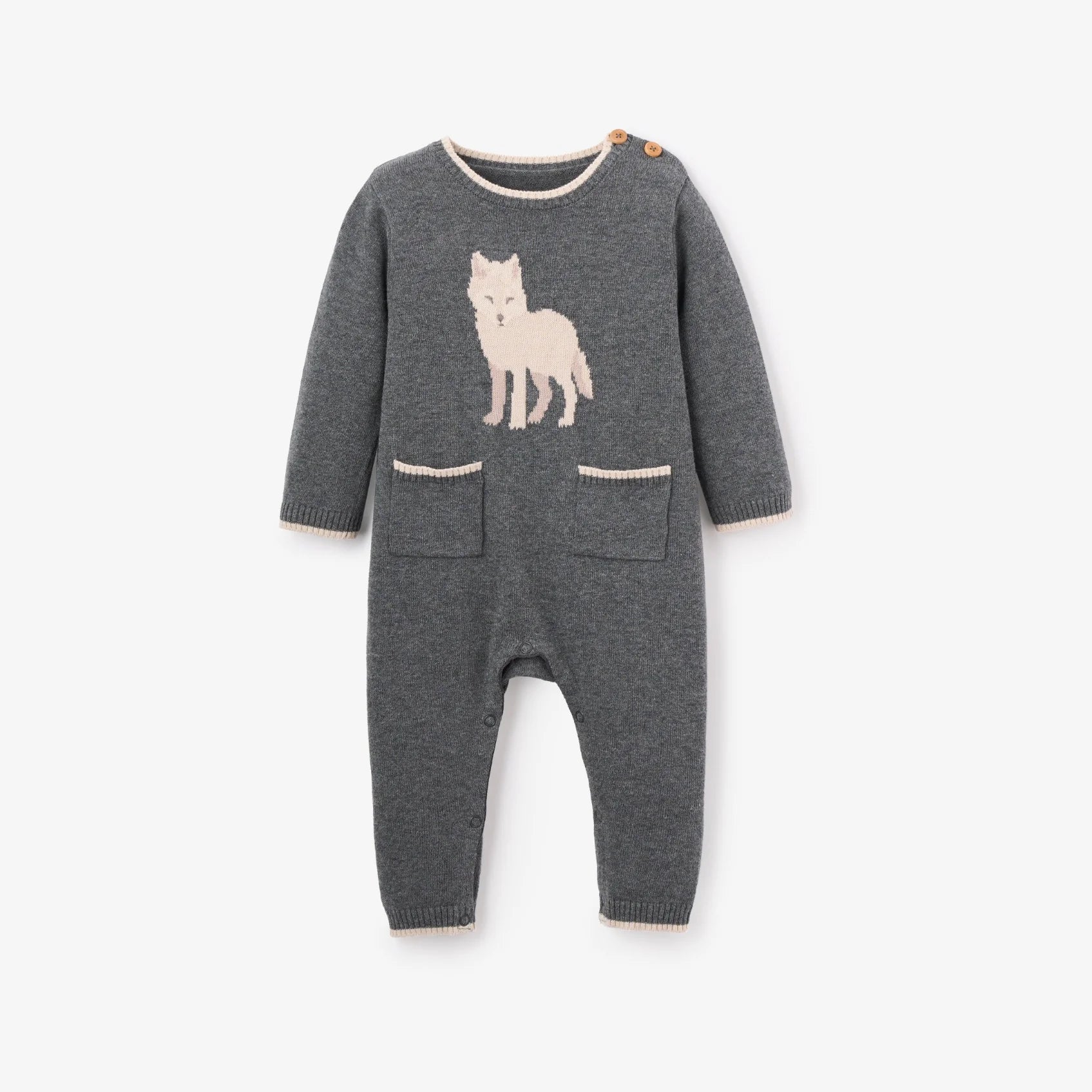 Wolf Knit Baby Jumpsuit