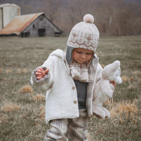 Neutral Plaid Sherpa Lined Reversible Jacket