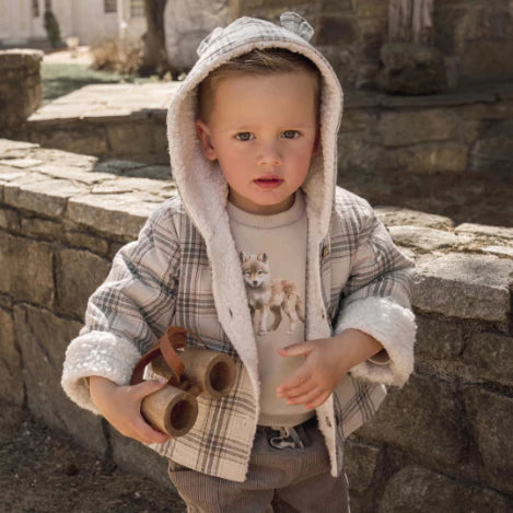 Neutral Plaid Sherpa Lined Reversible Jacket