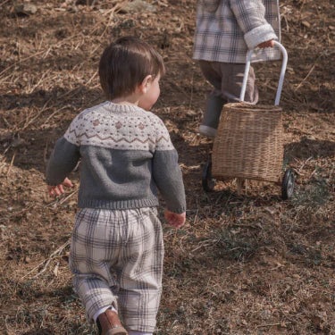 Charcoal Fairisle Sweater + Plaid Pant Set