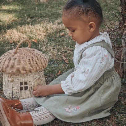 Magical Mouse Cameo Stripe Mini Cord Top + Pinafore Dress Set