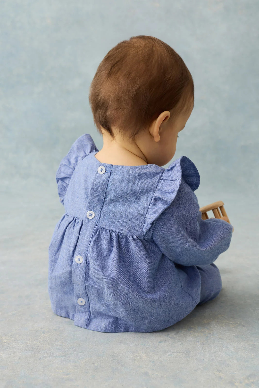 Mikan Denim Top - Light Blue
