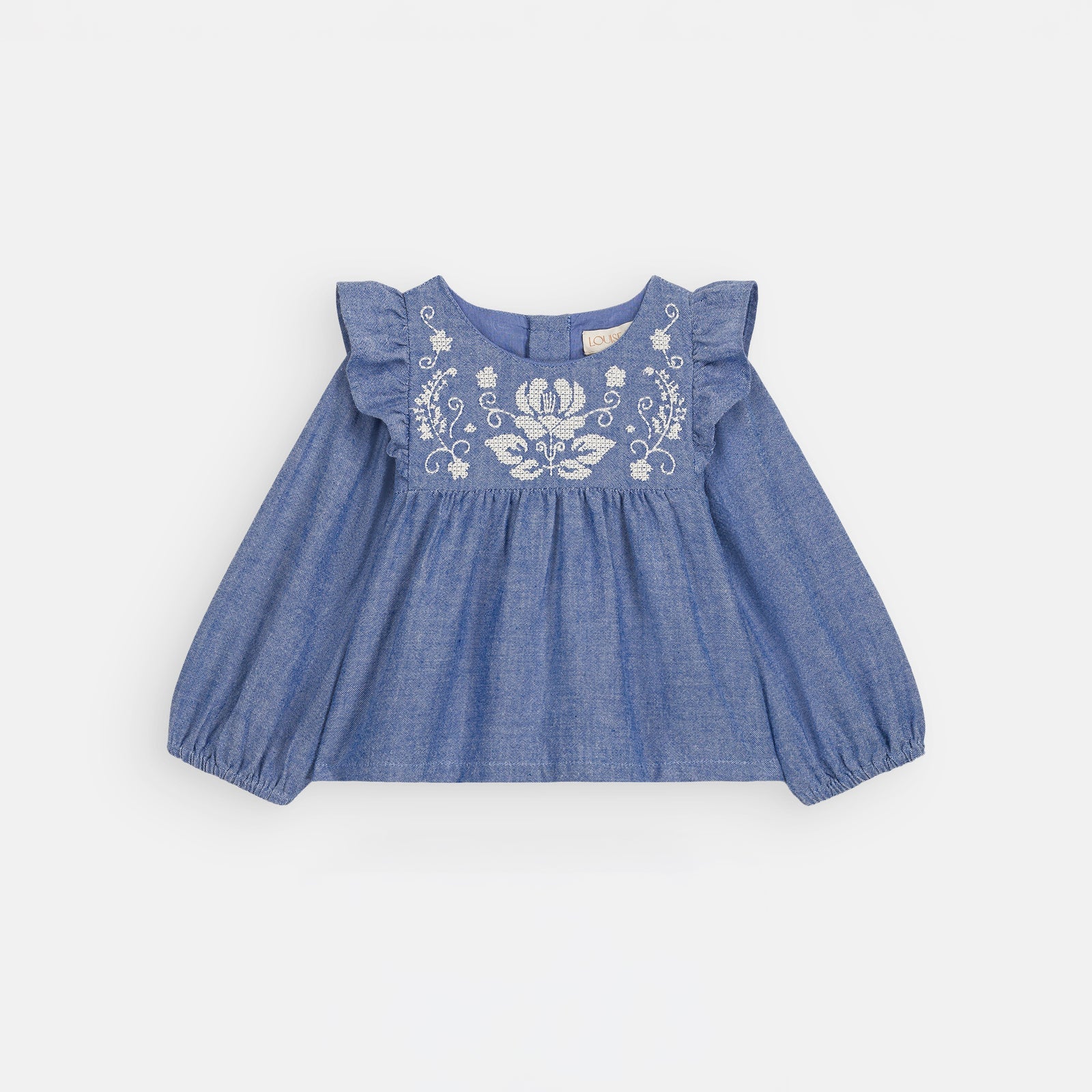 Mikan Denim Top - Light Blue