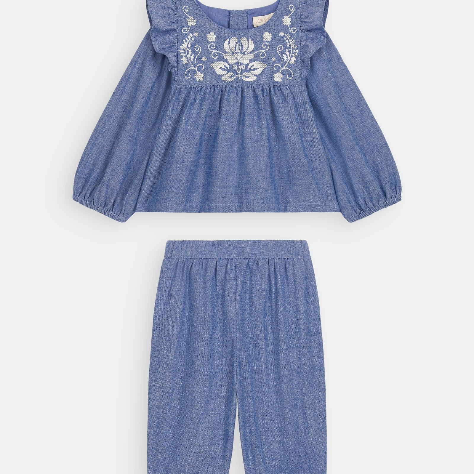 Mikan Denim Top - Light Blue