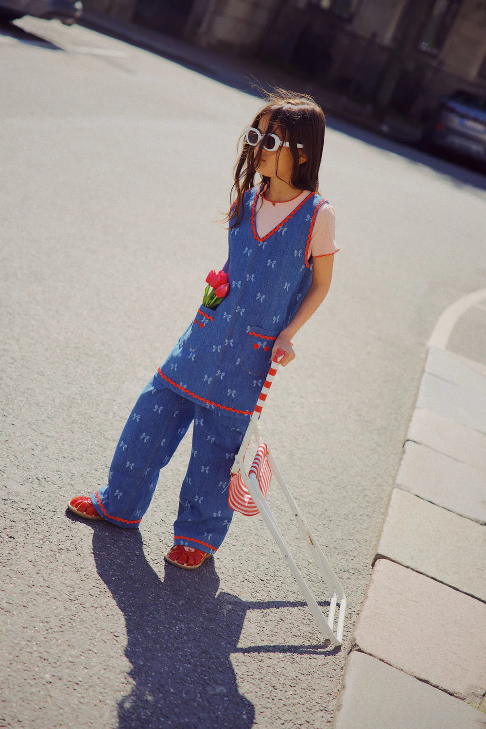 Eva Dress - Denim Blue Bow
