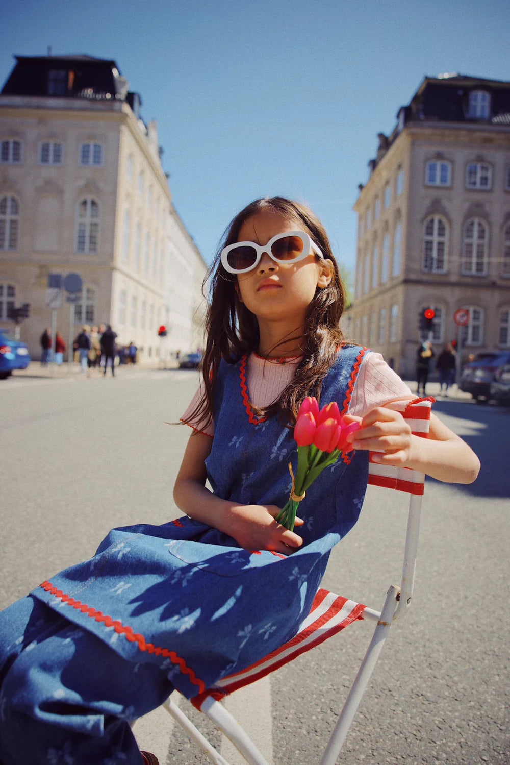 Eva Dress - Denim Blue Bow