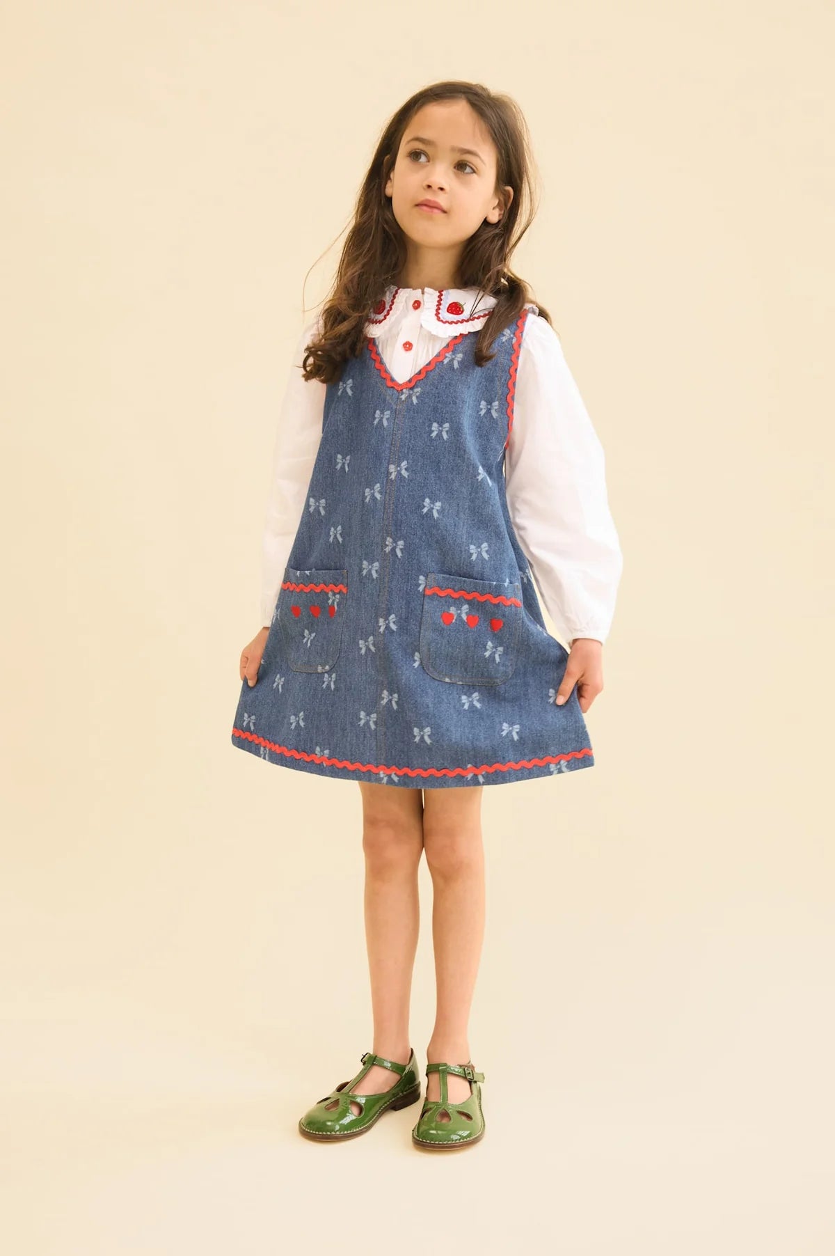 Eva Dress - Denim Blue Bow