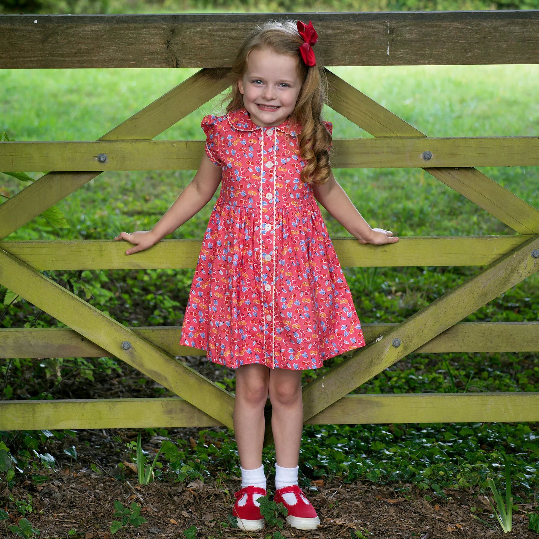 Cherry Button-Front Dress