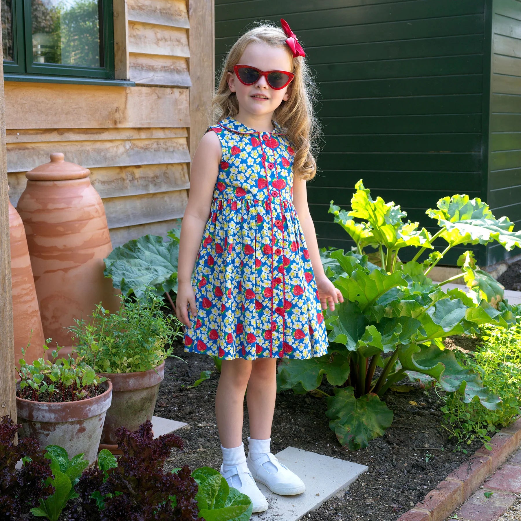 Strawberry Blossom Button-front Dress