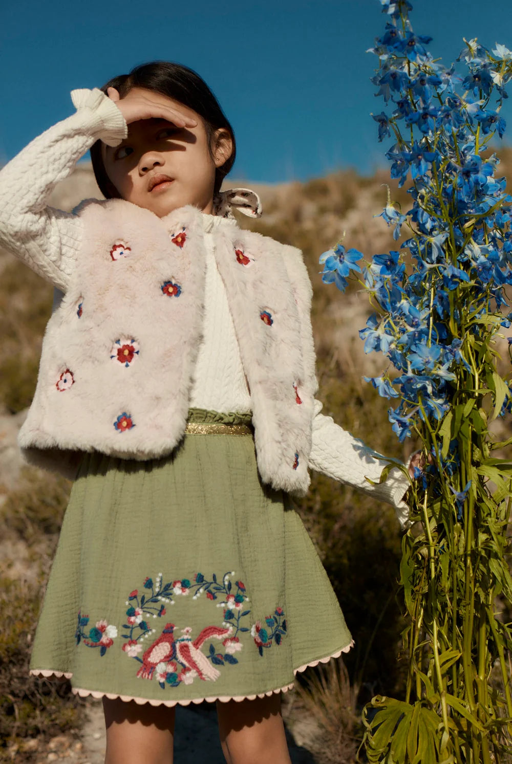 Liliou Sleeveless Jacket - Cream Enchanted Aster