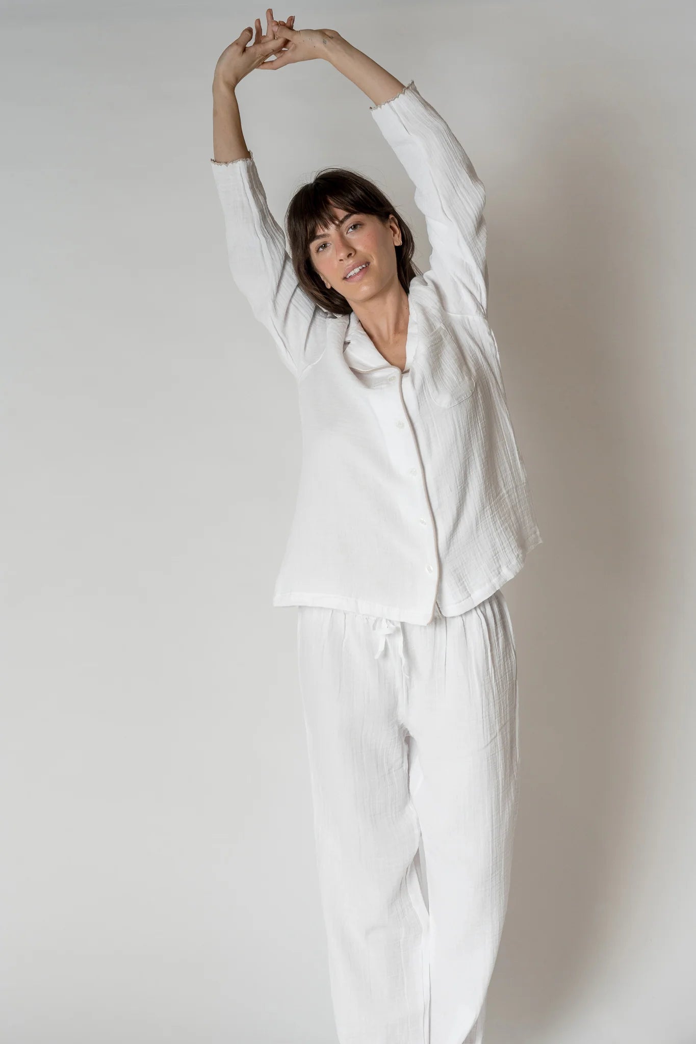 Alaia Long PJ Set - White
