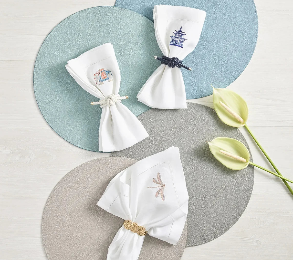 Icons Reversible Placemat Set/4 - Grey & Elephant