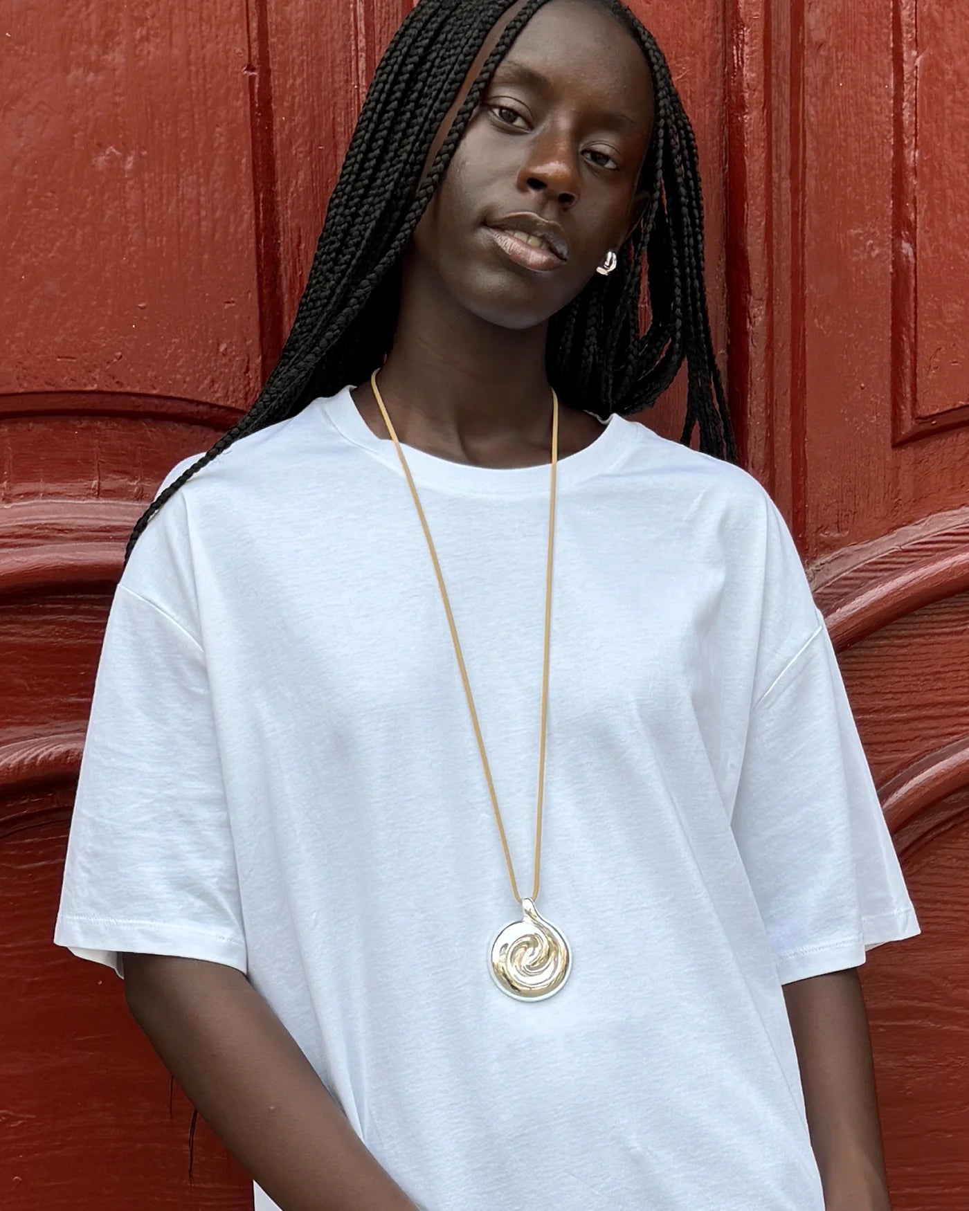 Nico Mirror Pendant Rope Necklace - Silver