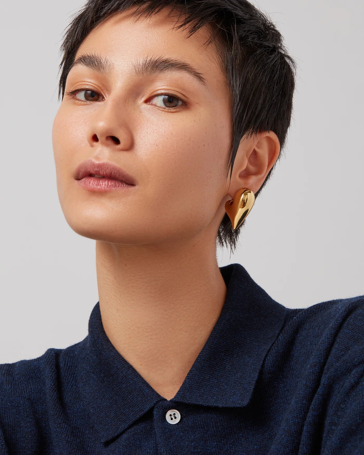 Art Heart Puff Earrings - Gold