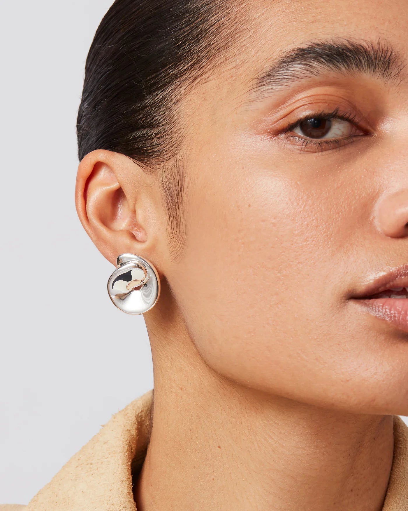 Rio Button Earrings - Silver