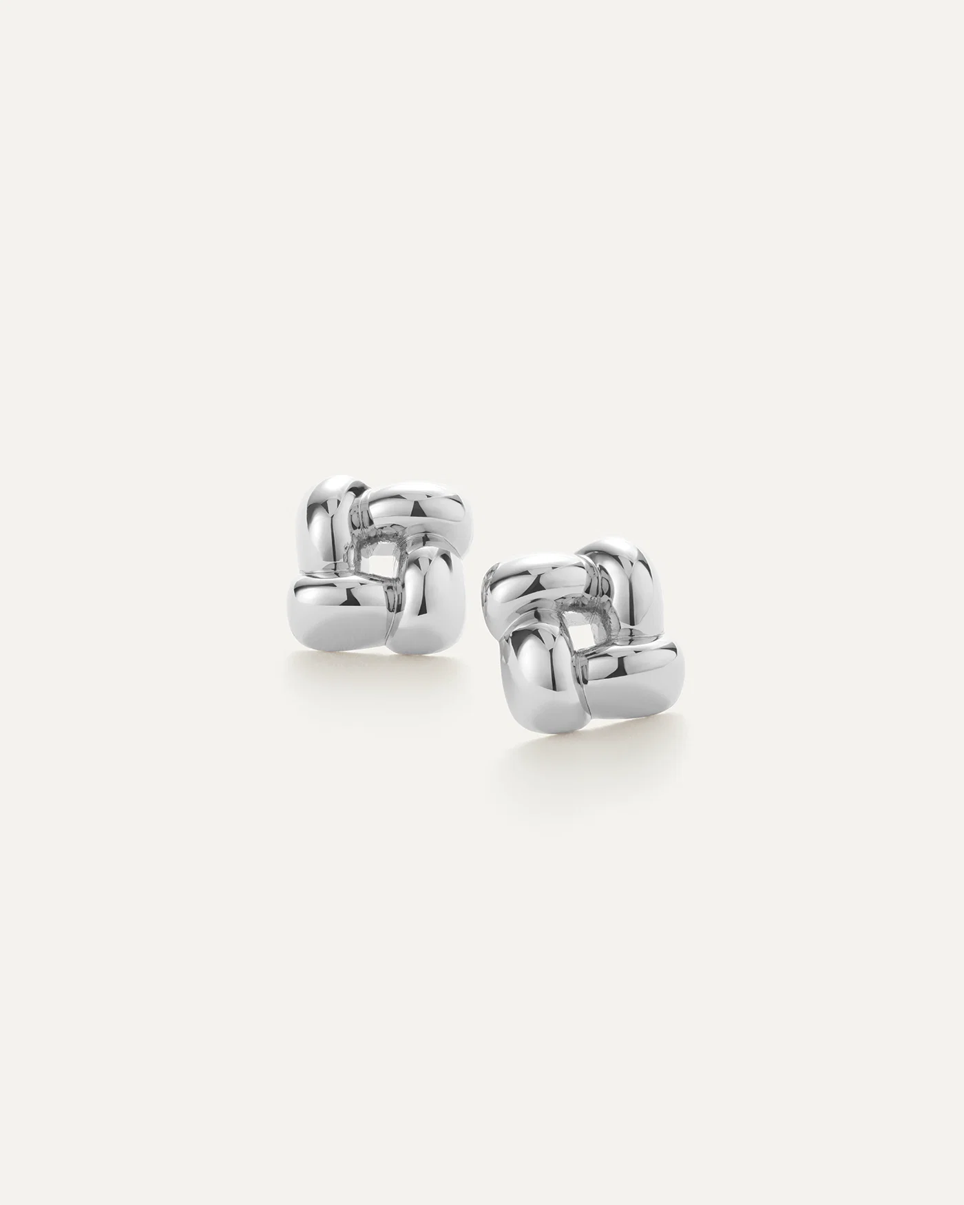 Small Woven Square Earring - Silver