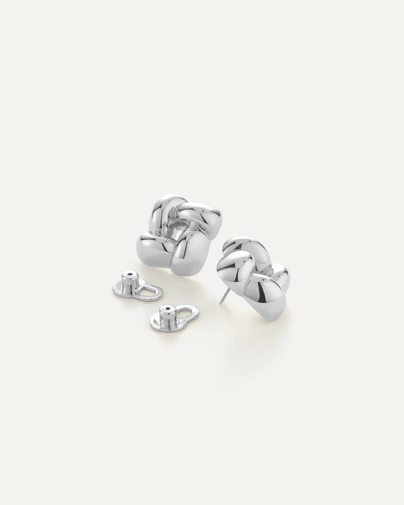 Small Woven Square Earring - Silver