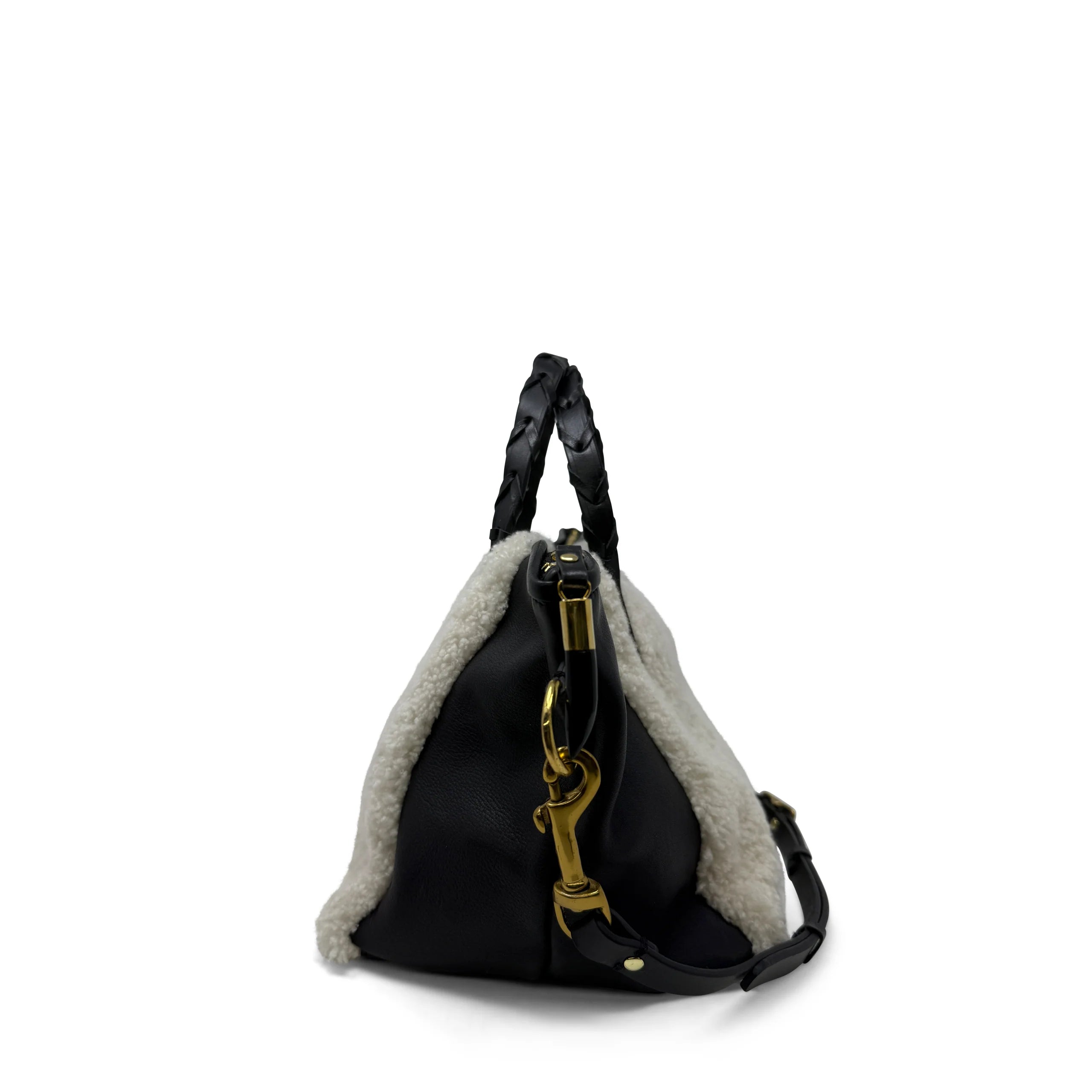 Devon Holdall Tote - Natural Shearling and Black