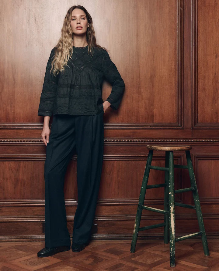 The Lattice Lace Victorian Top - Black