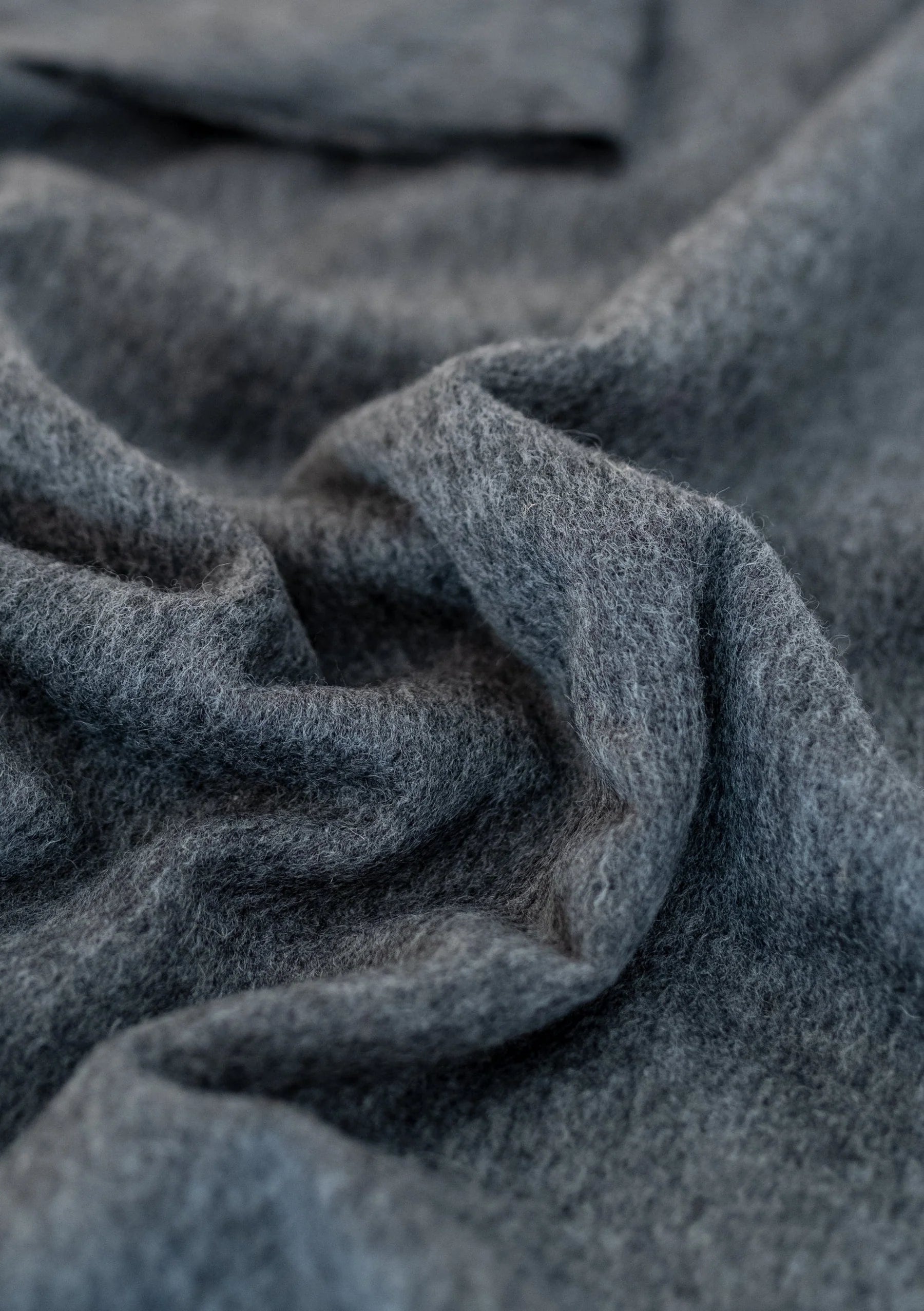 Lambswool Oversized Scarf Fringed Edge - Charcoal Melange