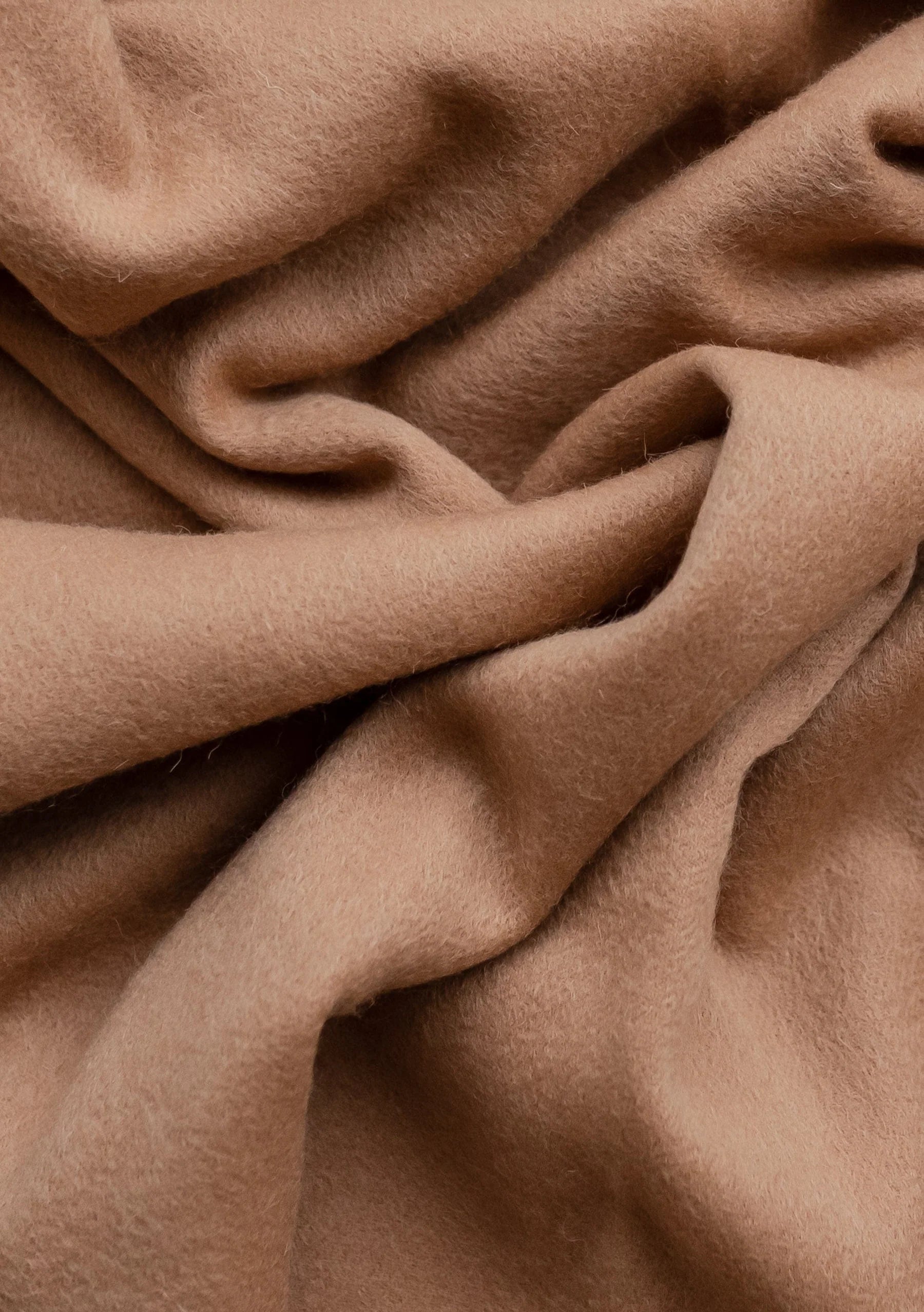 Lambswool Oversized  Scarf Fringed Edge - Camel